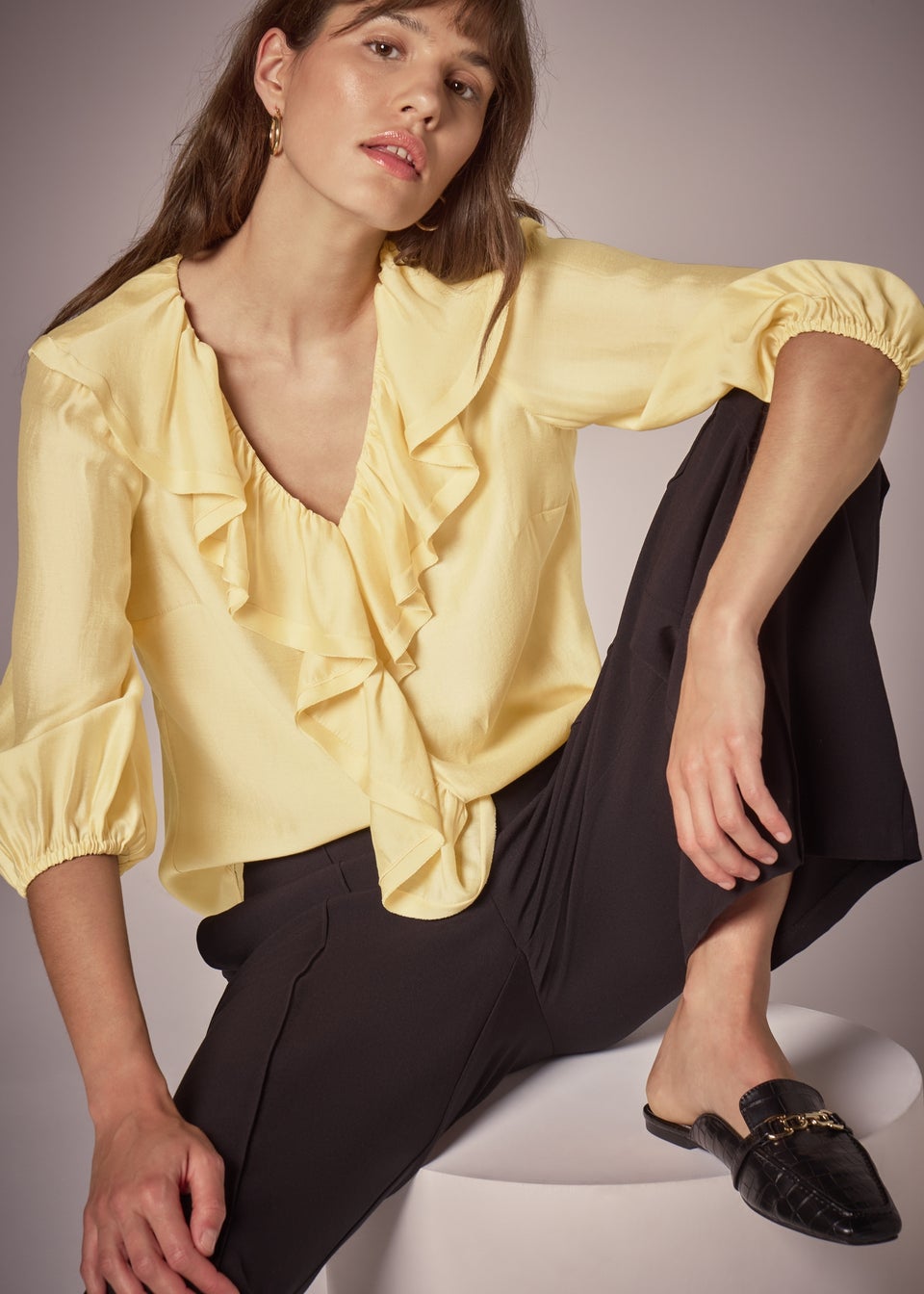 Et Vous Yellow Frill Blouse