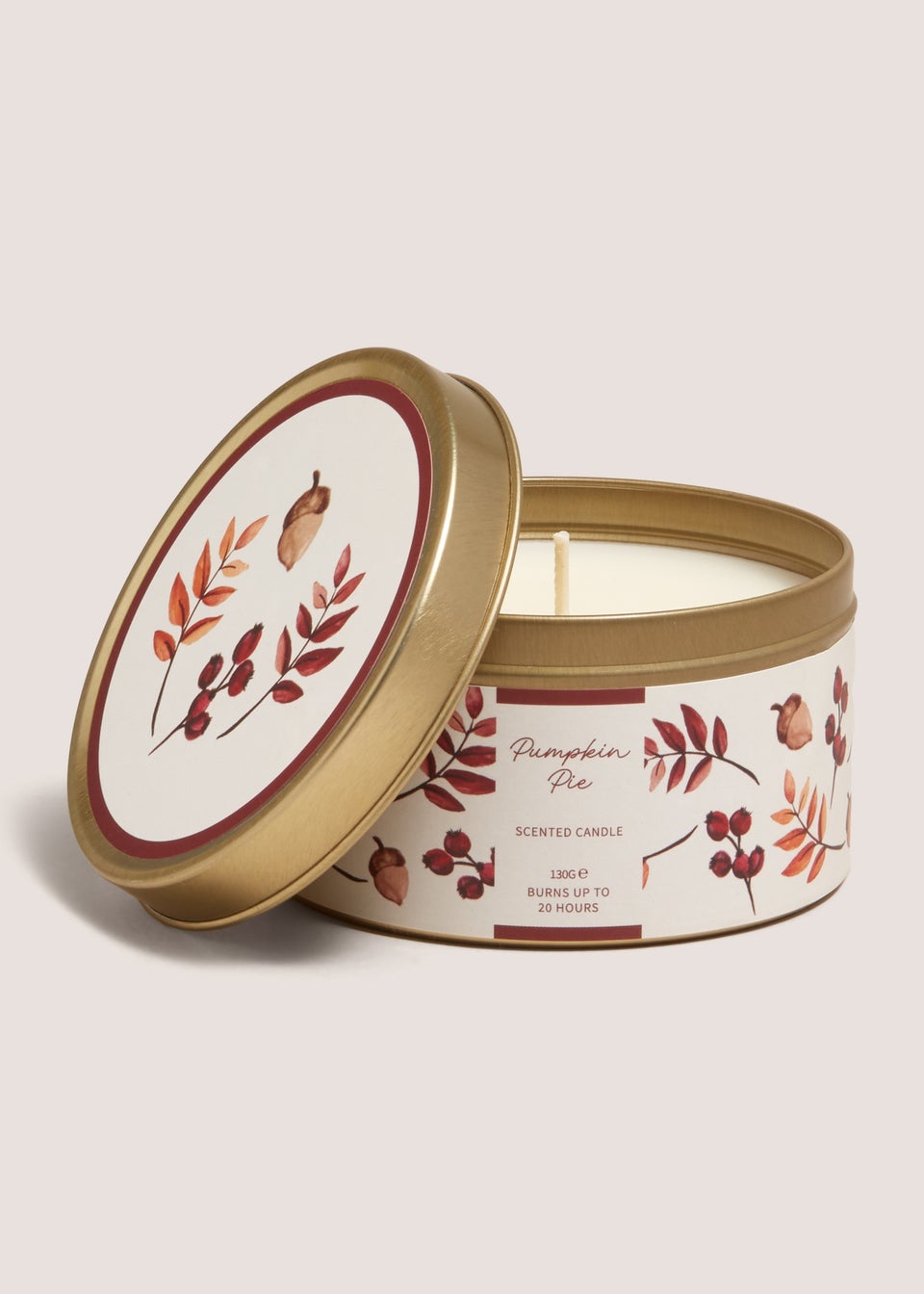 Cream Pumpkin Pie Acorn Tin Candle