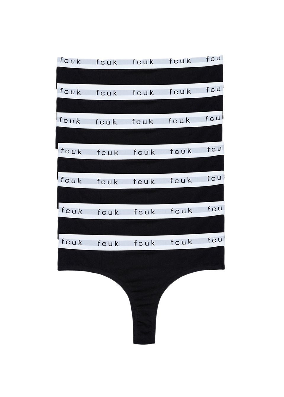 French Connection Black 7 Pack Cotton Ladies Thongs
