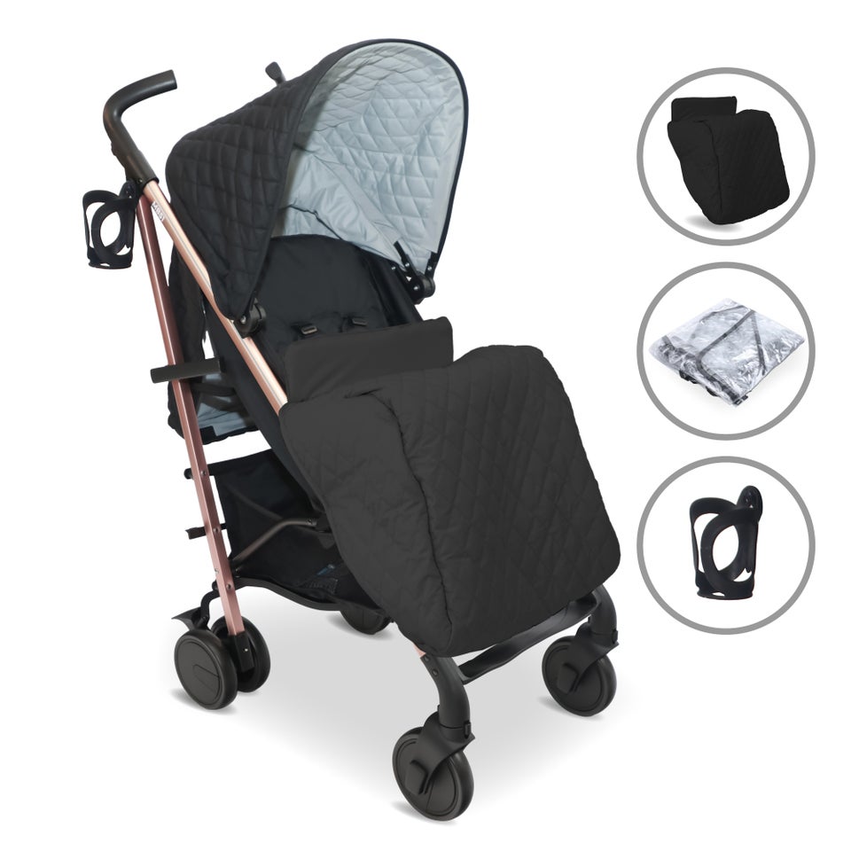 My Babiie Black Billie Faiers Rose Gold Quilted Stroller
