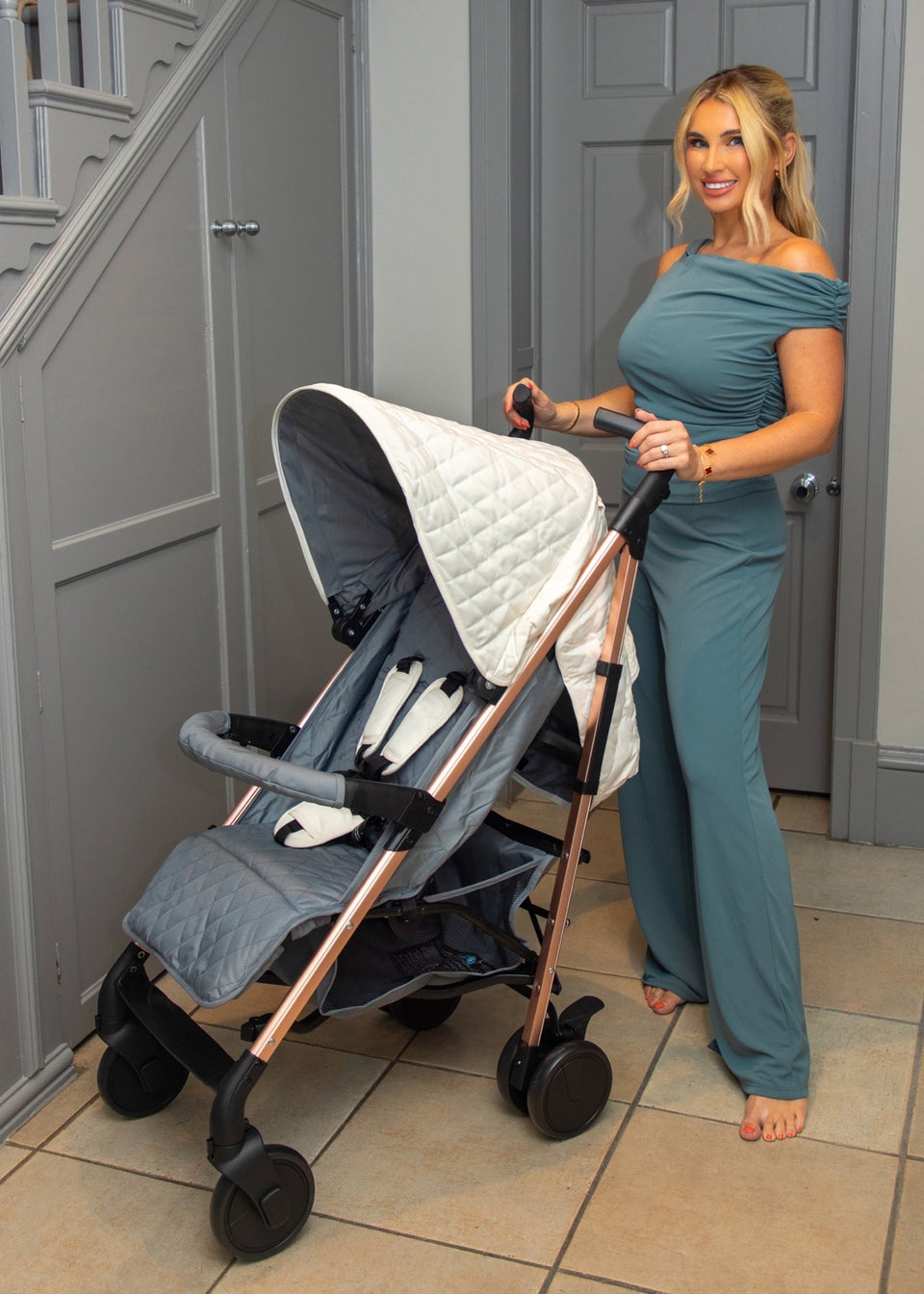 My Babiie Cream Billie Faiers Quilted Lightweight Stroller