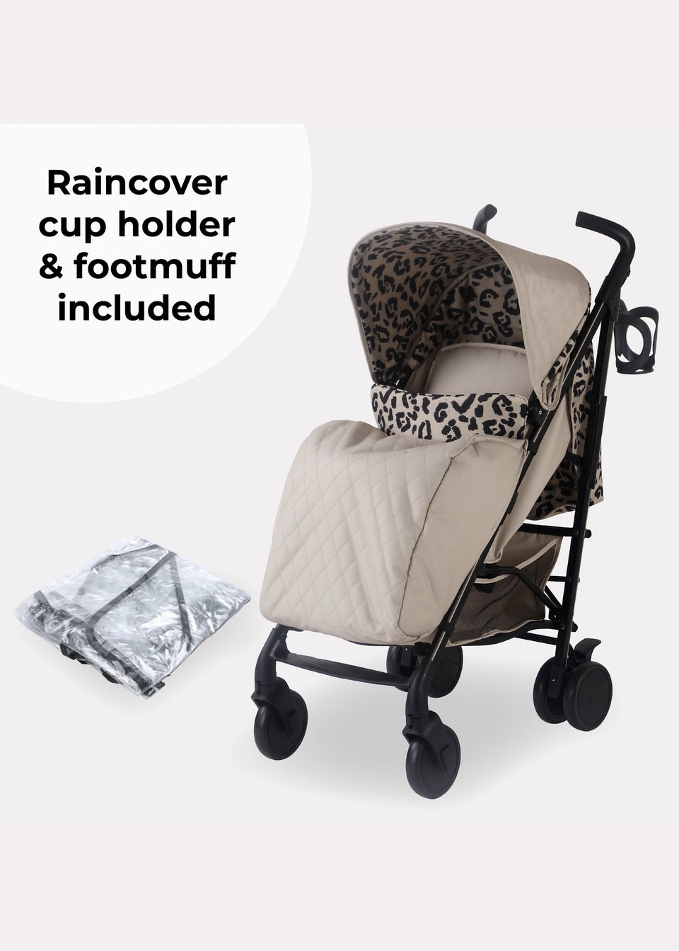 My Babiie Cream Leopard Print Dani Dyer Fawn Lightweight Stroller Matalan