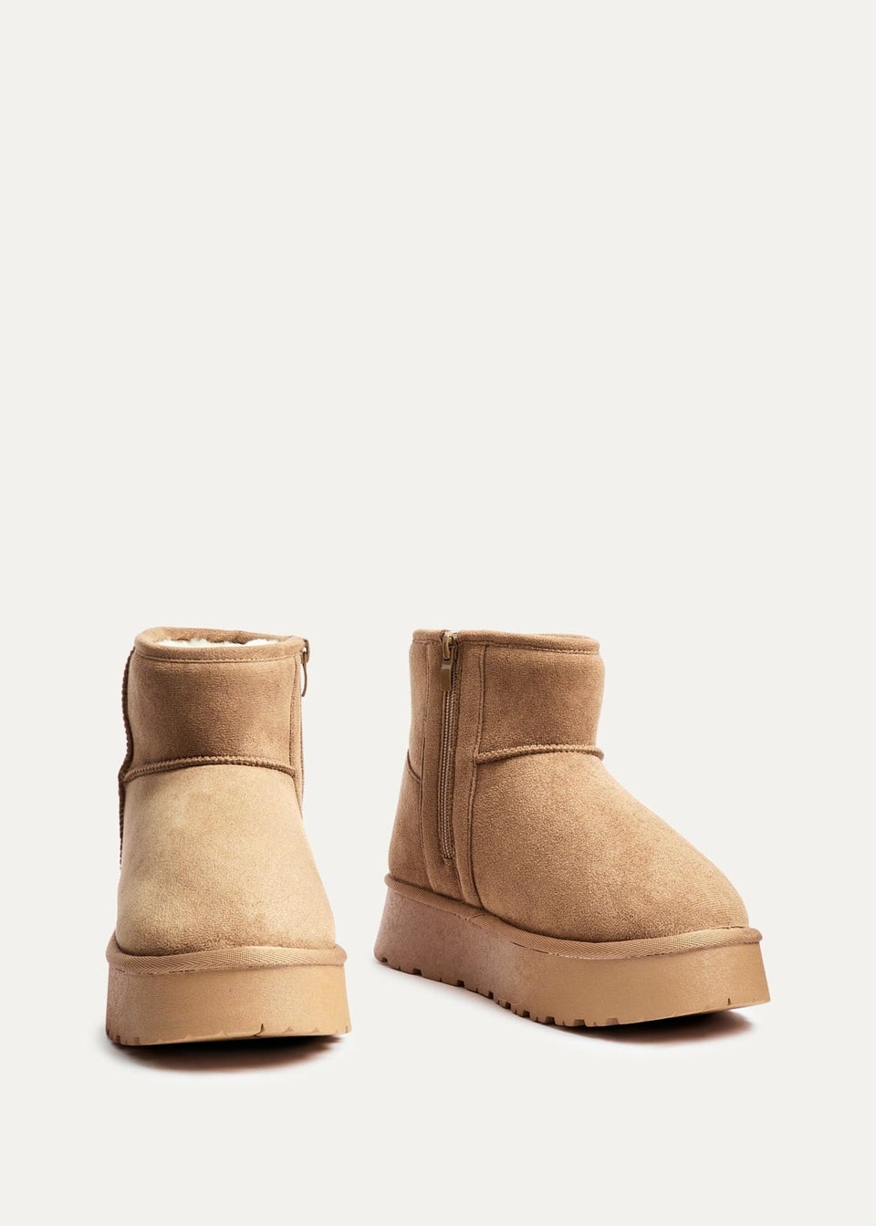 Linzi Cammie Camel Faux Suede Platform Ankle Boot