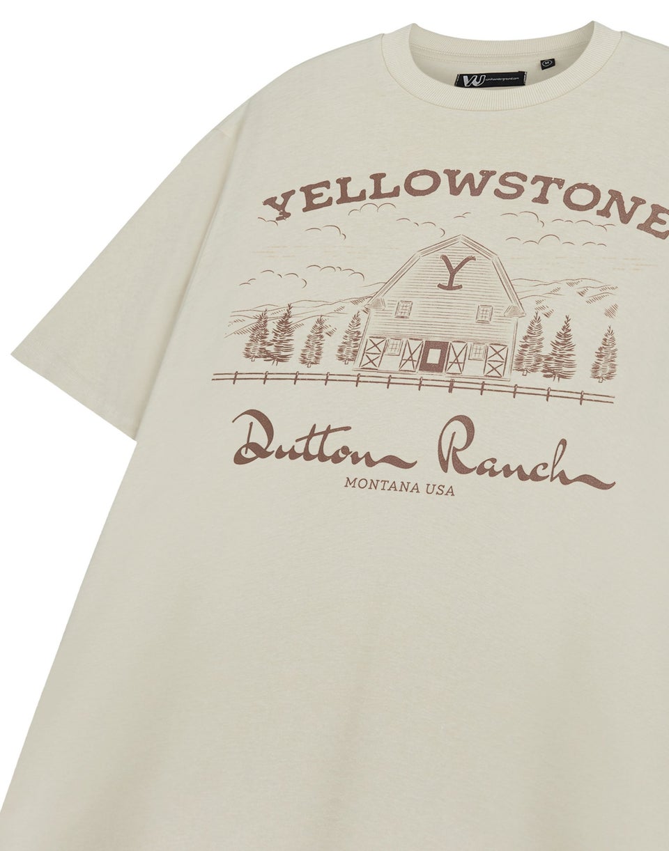 Yellowstone Beige Barn Short Sleeved T-Shirt Oatmeal