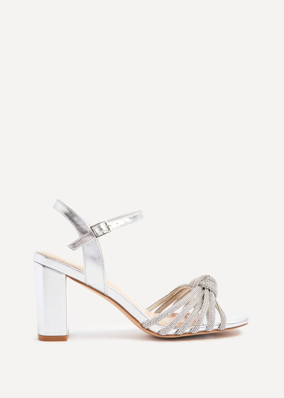 Linzi Sanora Silver Faux Leather Block Heel