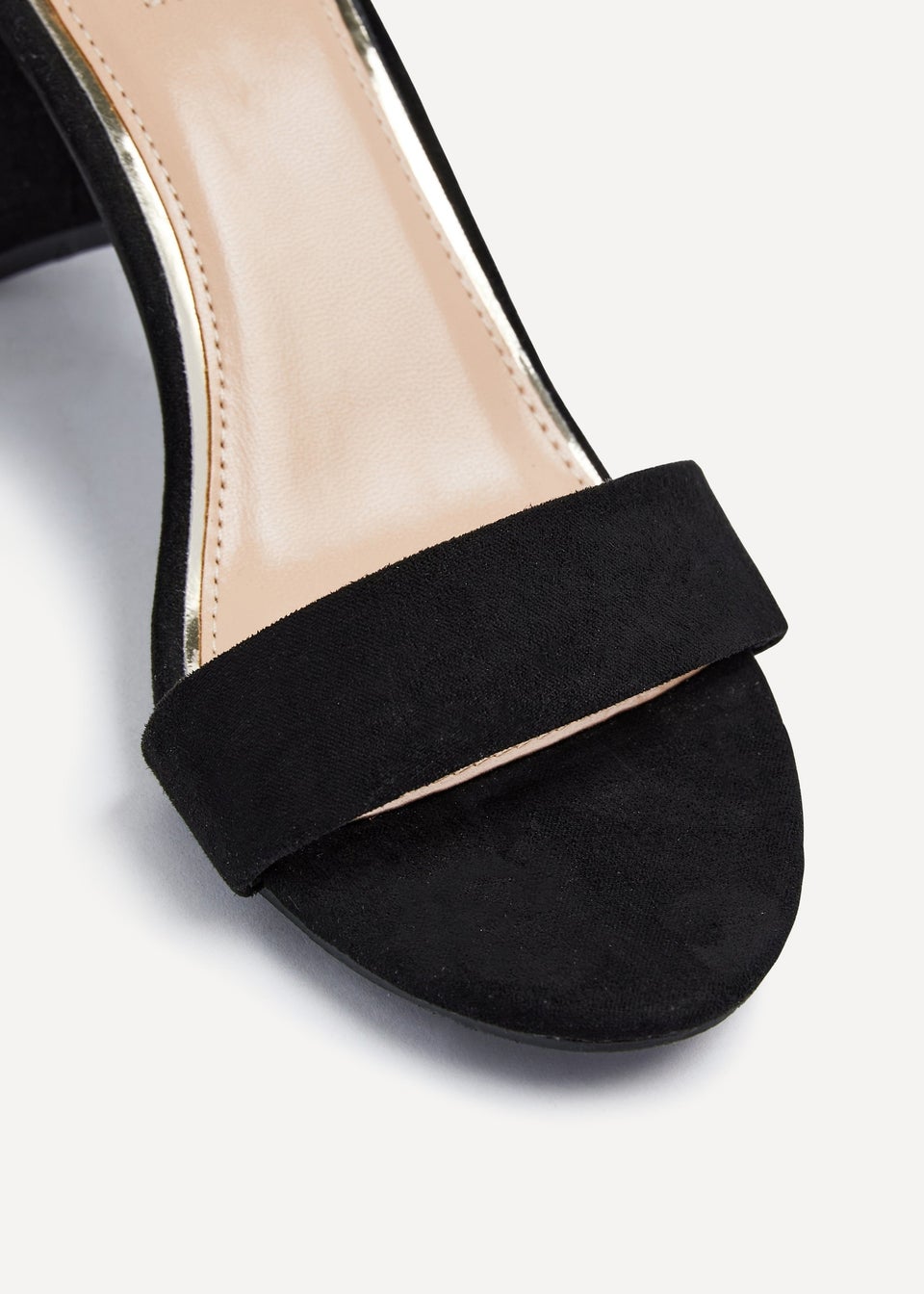 Linzi Frankie Black Faux Suede Block Heeled Sandal