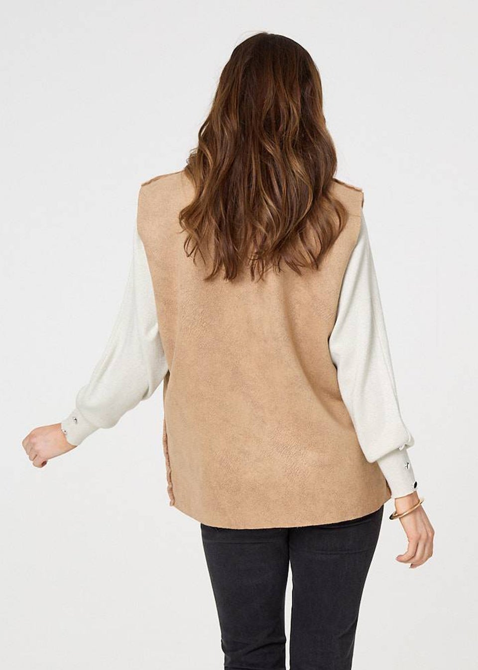 Izabel London Brown Faux Fur Lined Suede Pocket Front Vest