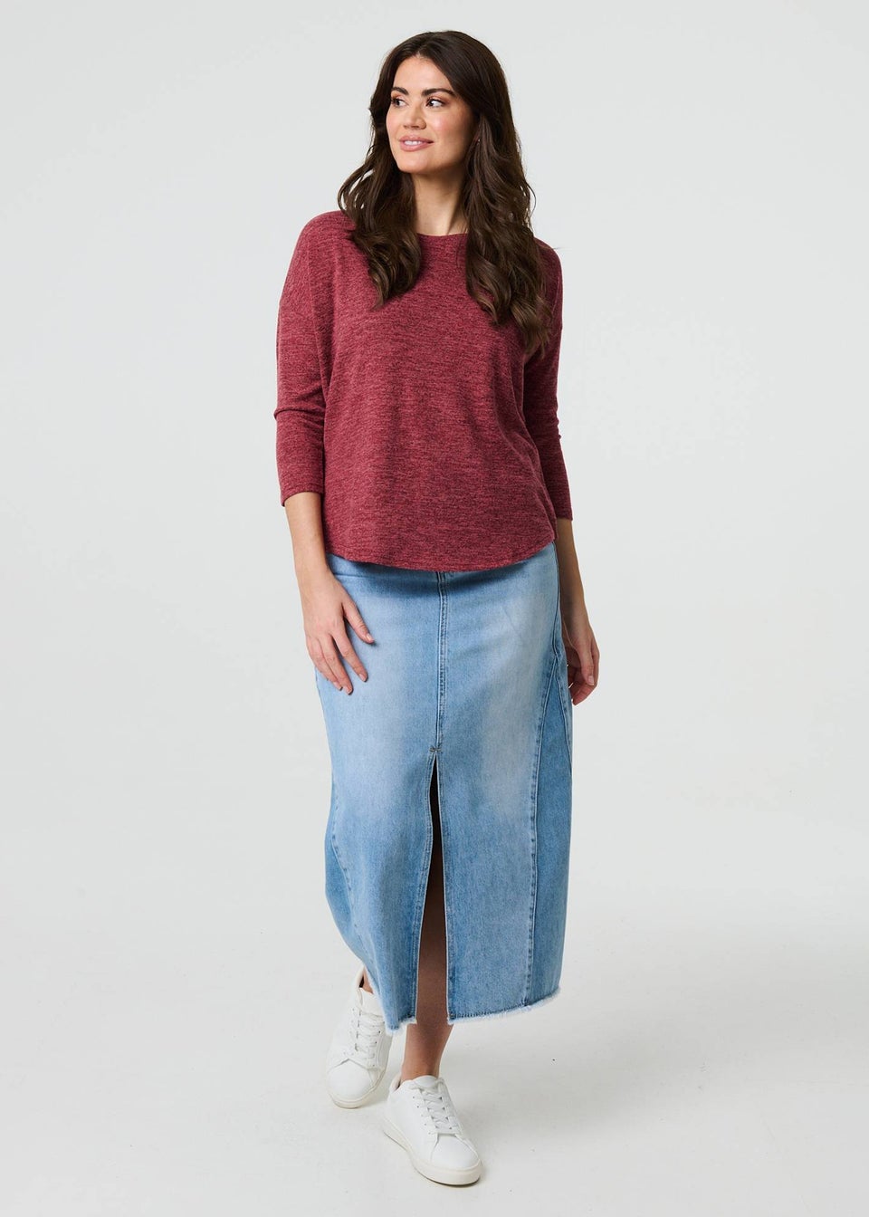 Izabel London Red Relaxed Boat Neck Top