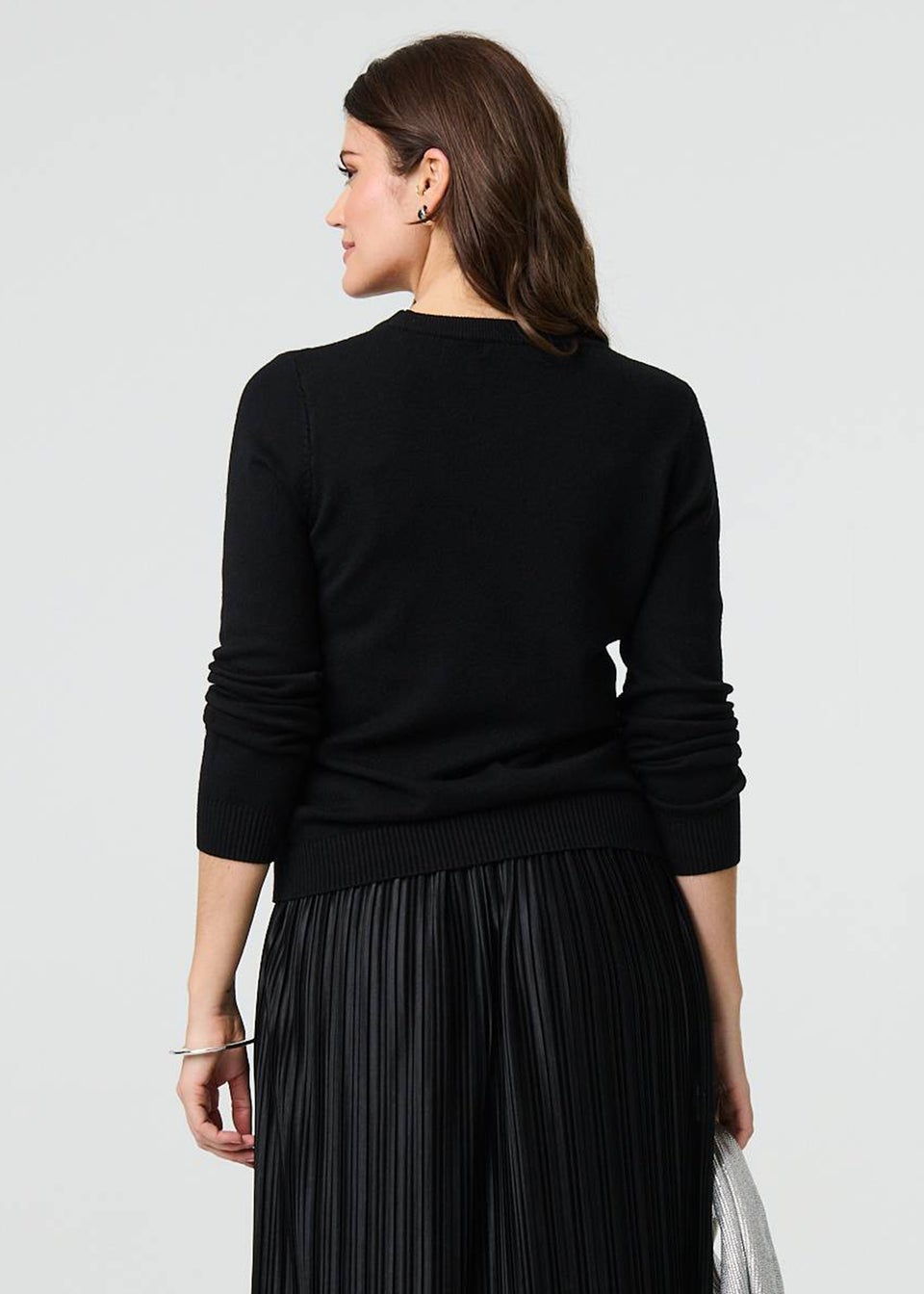 Izabel London Black Textured Knit Long Sleeve Jumper