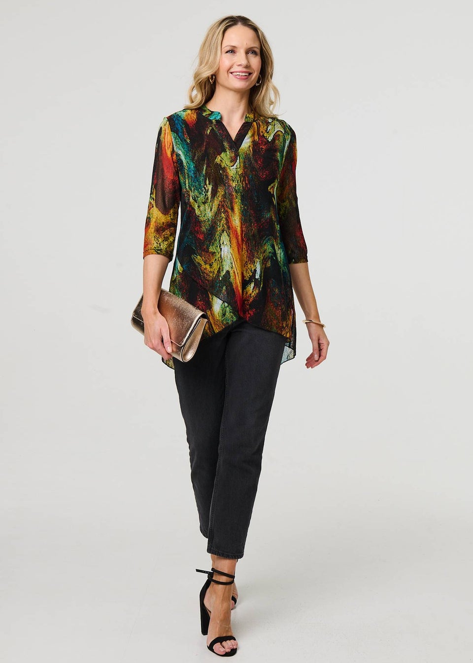 Izabel London Red Printed Asymmetric Blouse