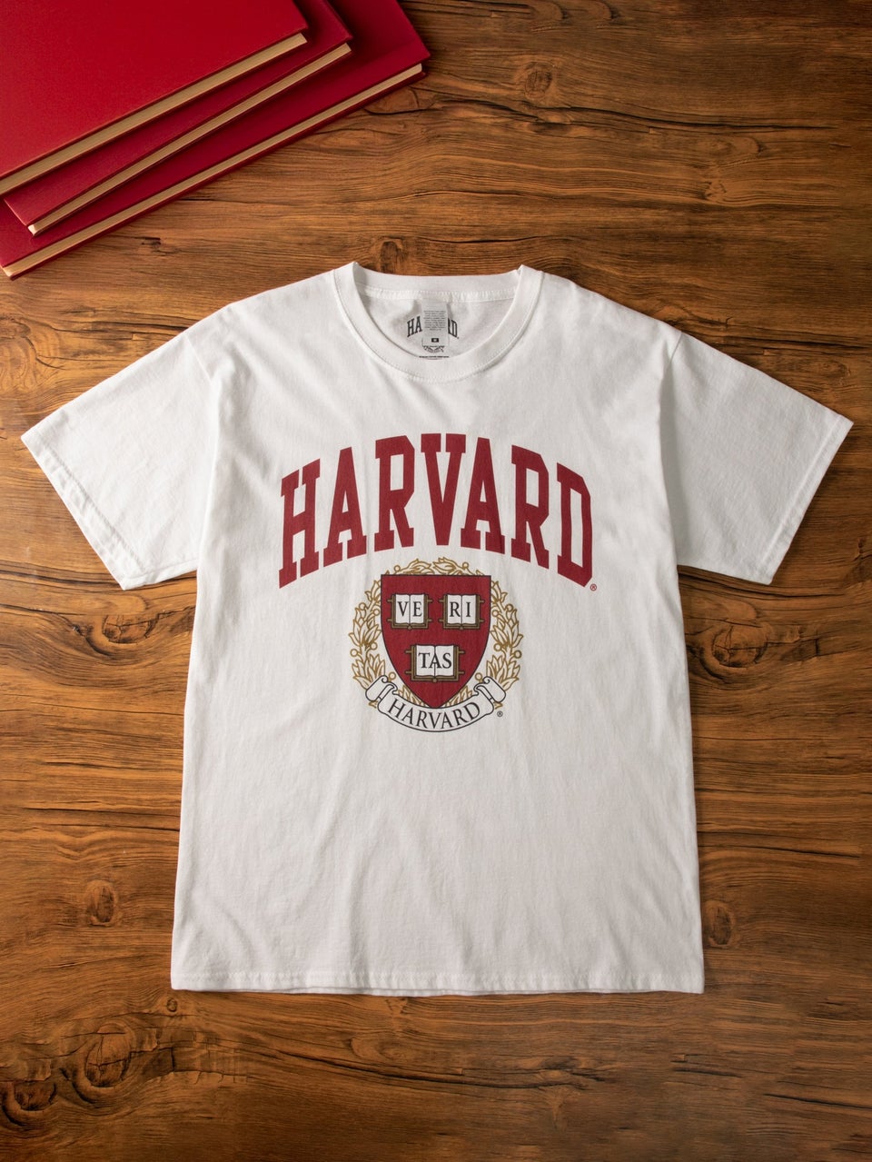 Harvard Unisex White Crest Logo Short Sleeved T-Shirt