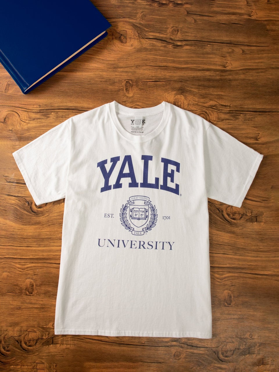 Yale Unisex White Crest Logo Short Sleeved T-Shirt
