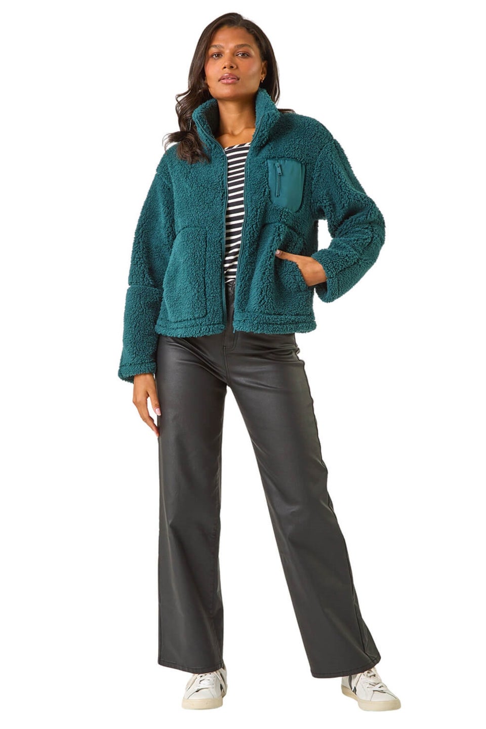 Roman Teal Funnel Neck Fleece Jacket