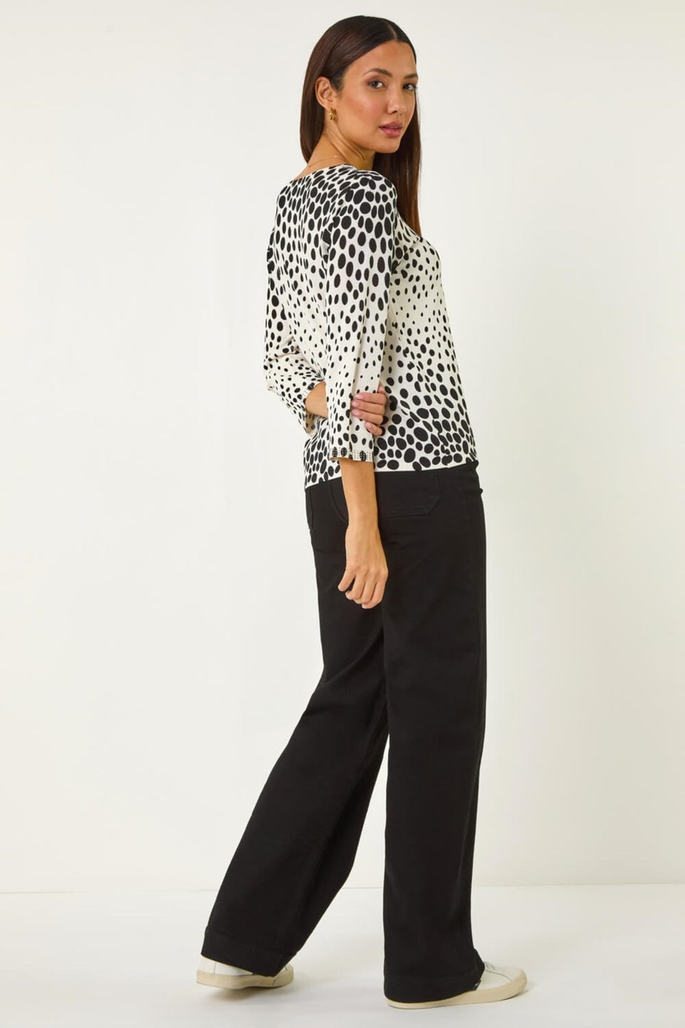 Roman Black Cascade Spot Print Knit Jumper