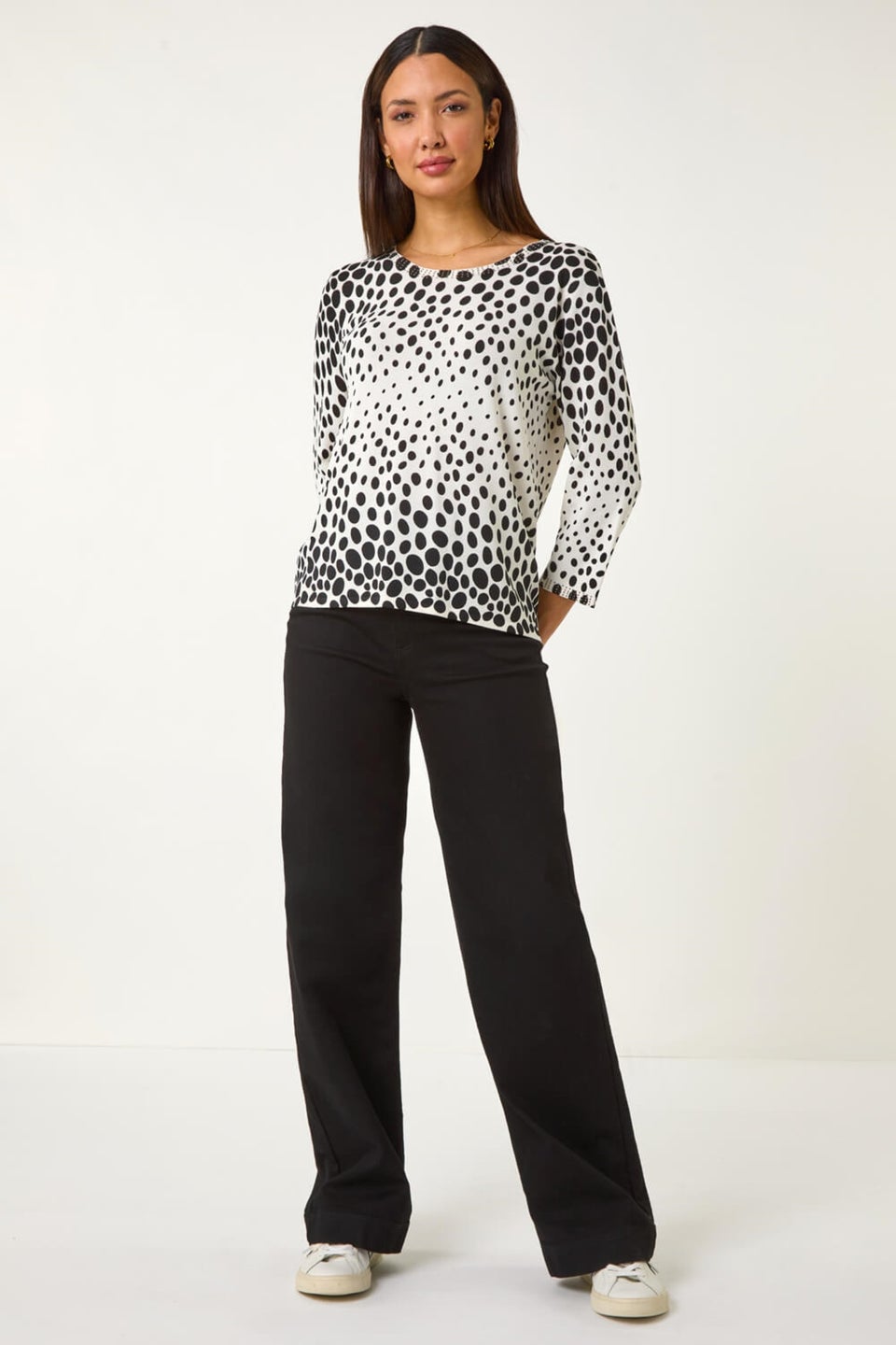 Roman Black Cascade Spot Print Knit Jumper
