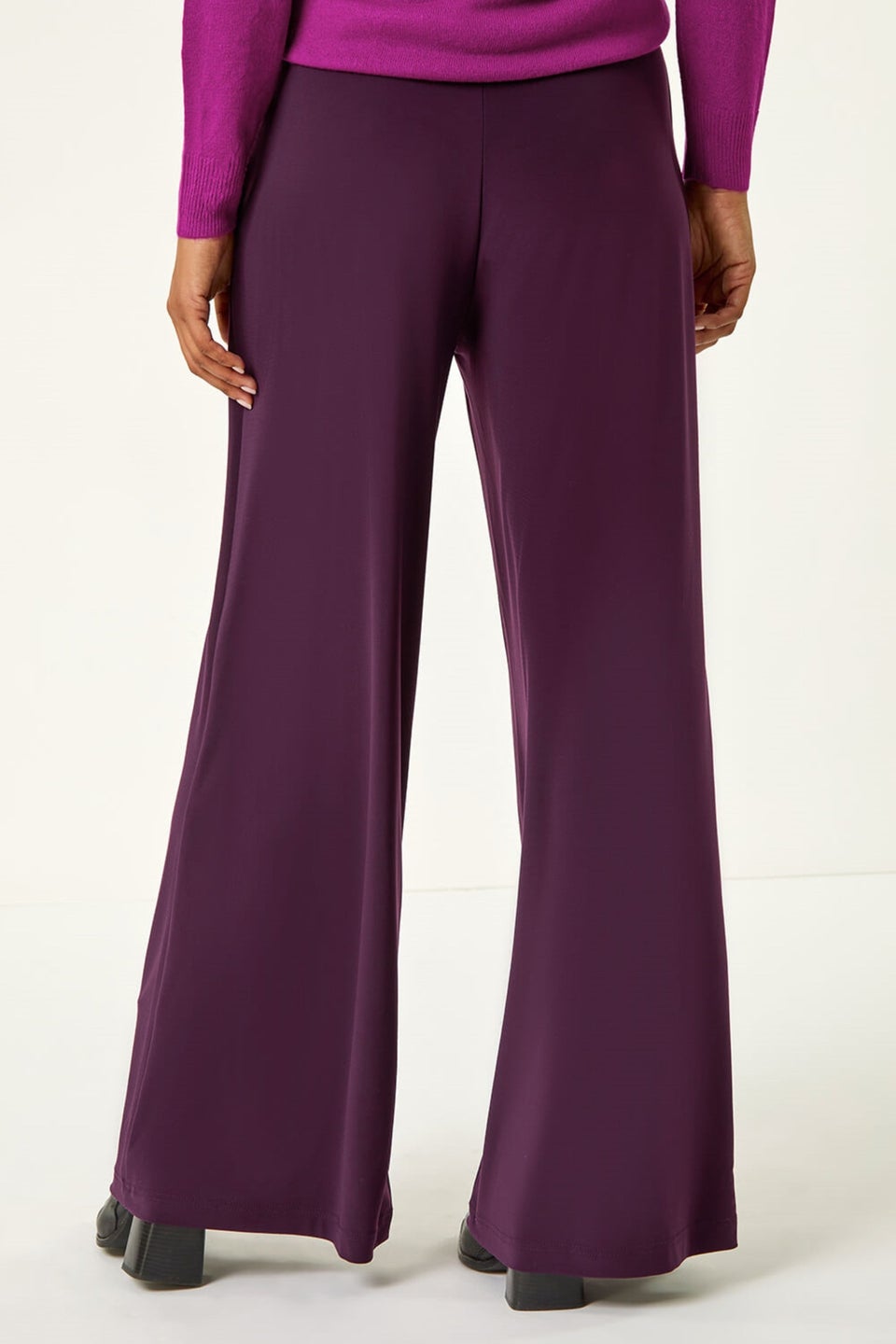 Roman Purple Wide Leg Stretch Trousers