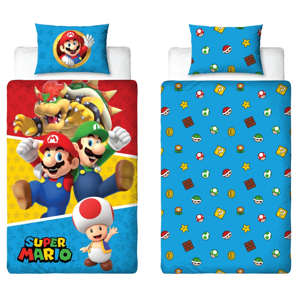 Nintendo Blue Splitter Polycotton Duvet Set