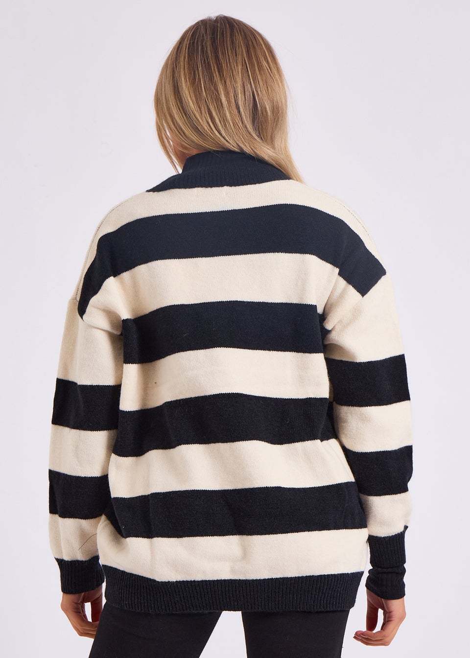 Gini London White Wide Stripe Oversized Jumper