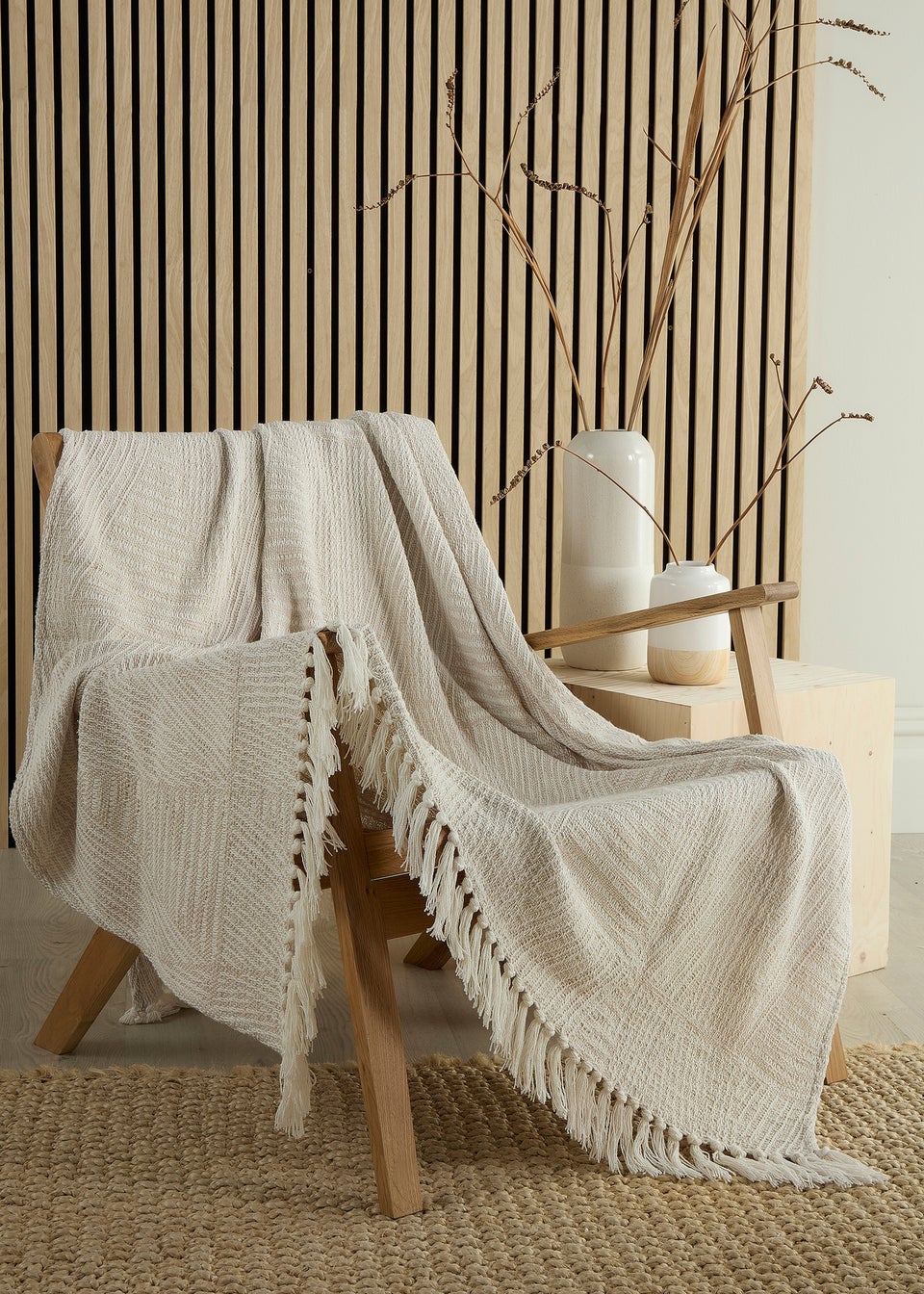 Appletree Loft Myan Tasselled Natural Throw