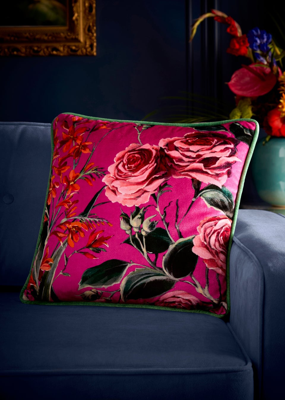 Laurence Llewelyn-Bowen Cotswold Fantasia Dawn Velvet Pink Filled Cushion