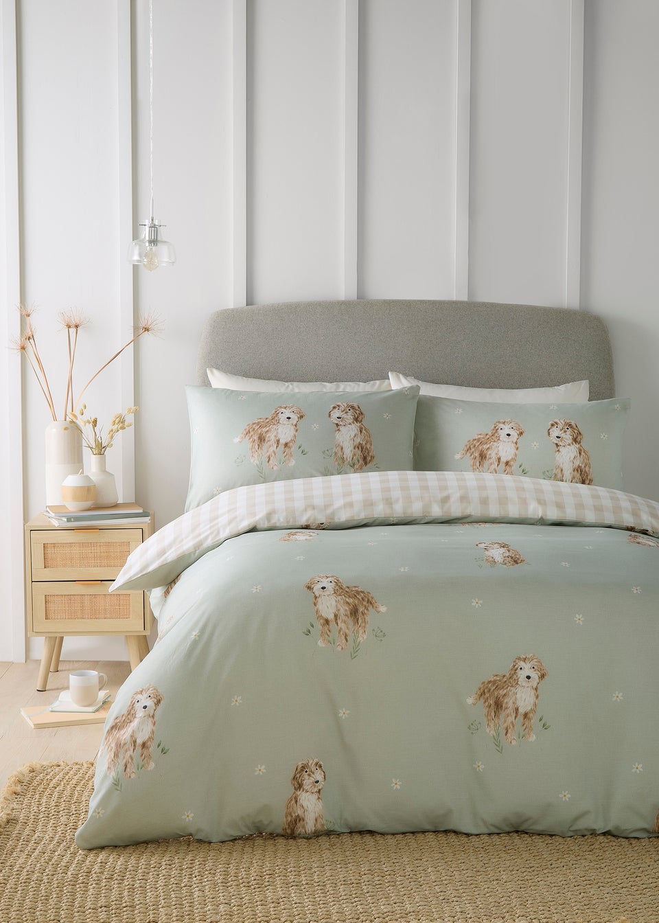 Fusion Hattie The Cockapoo Reversible Green Duvet Cover Set