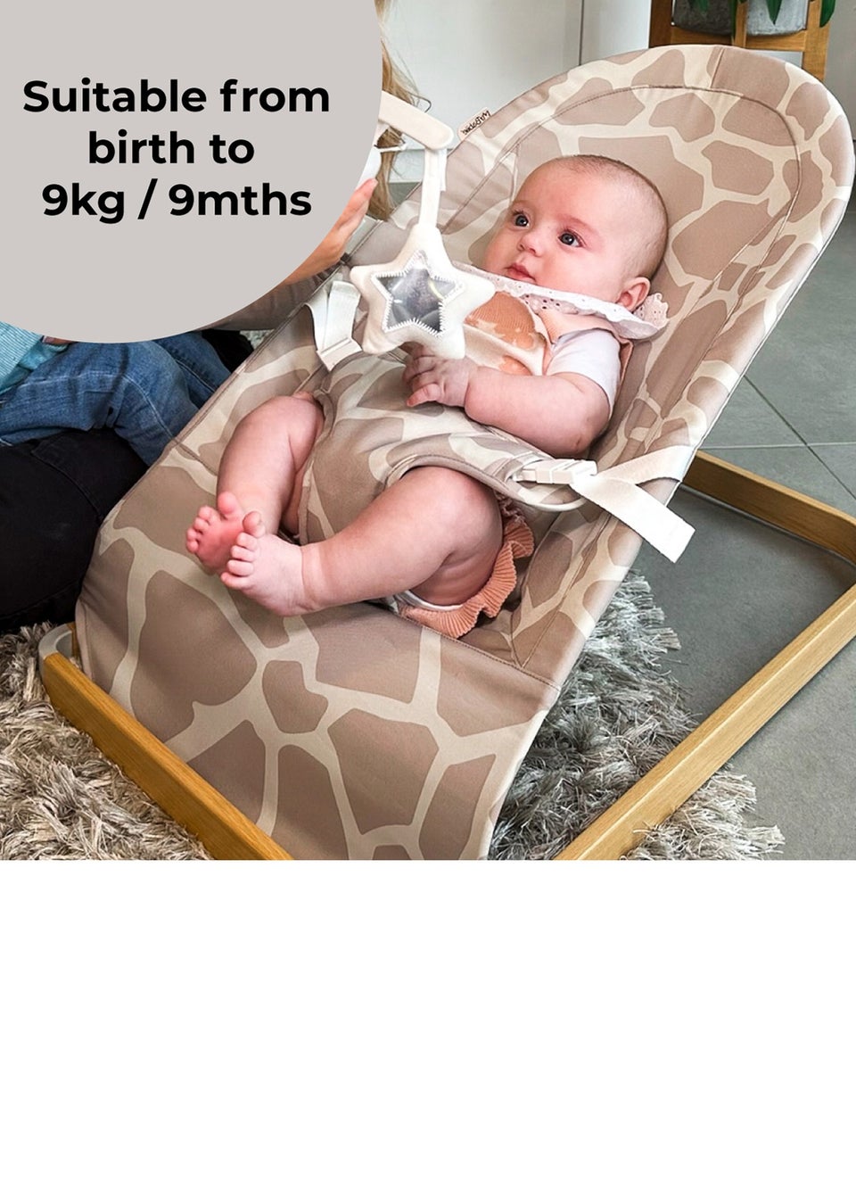 My Babiie Tan Giraffe Baby Bouncer