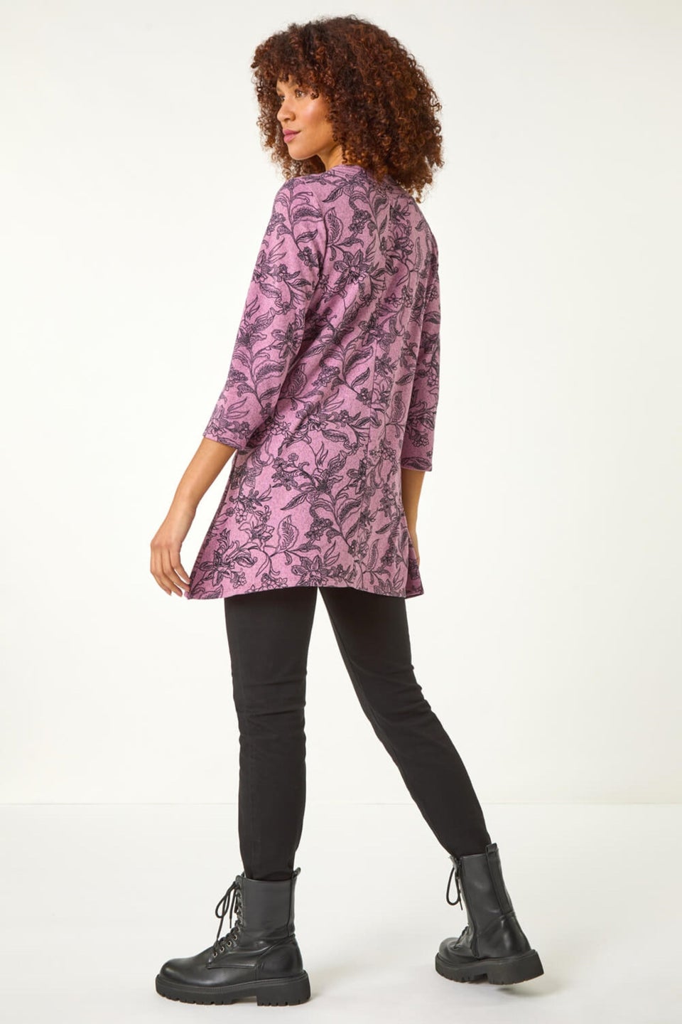 Roman Pink Floral Print Tunic Top