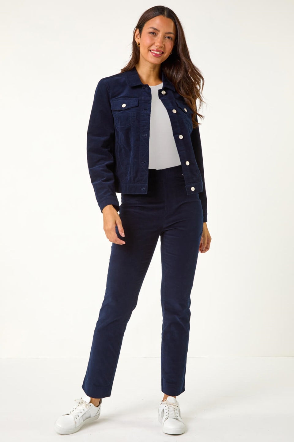 Roman Midnight Blue Corduroy Pocket Detail Stretch Jacket