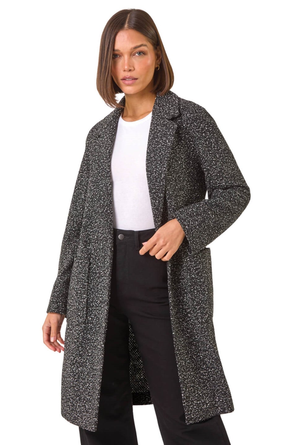 Roman Charcoal Single Breasted Longline Coatigan