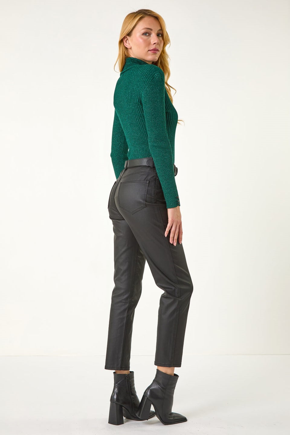 Dusk Green Dusk Stripe Turtle Neck Knit Jumper