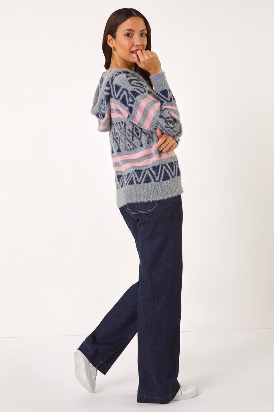 Roman Grey Jacquard Knit Hoodie