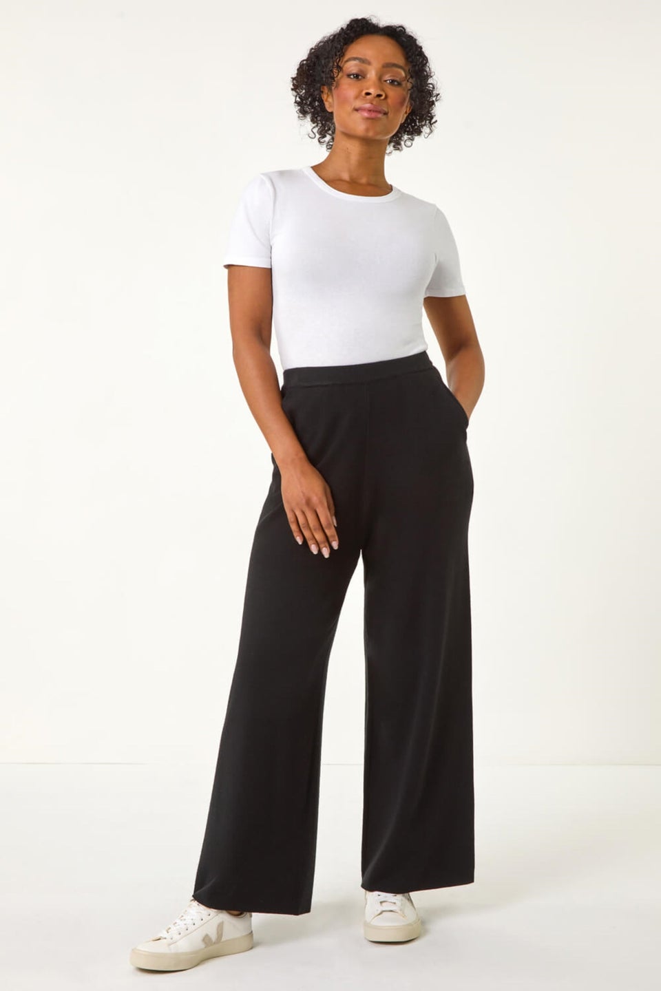 Roman Black Petite Knitted Trouser