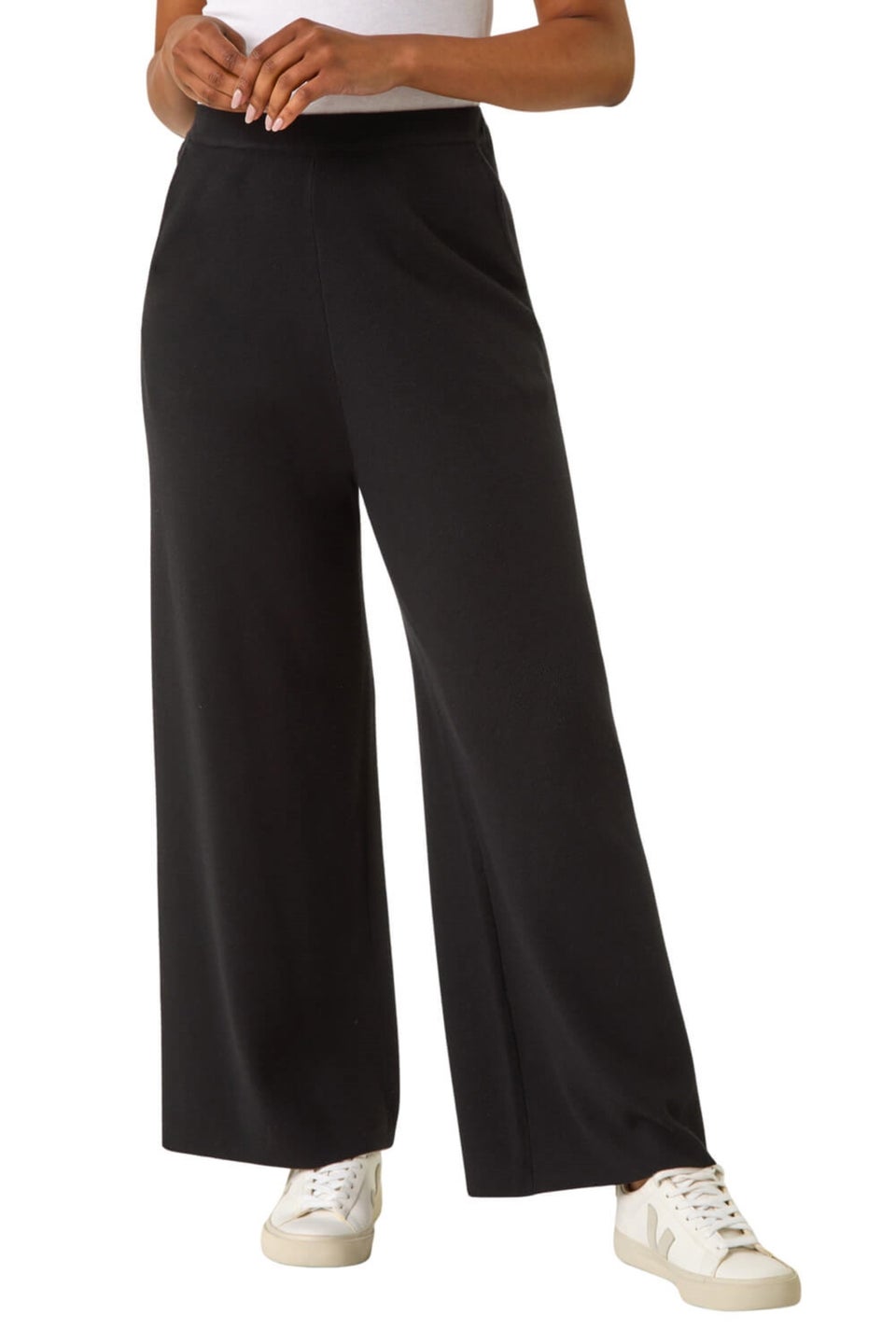Roman Black Petite Knitted Trouser