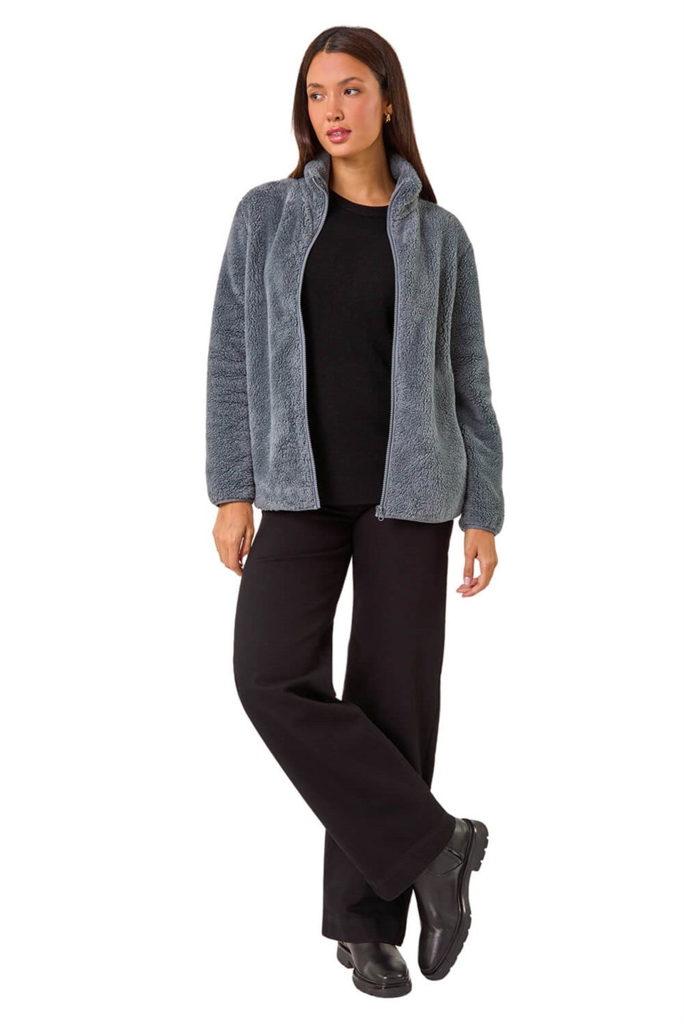 Roman Dark Grey Soft Sherpa Fleece Jacket
