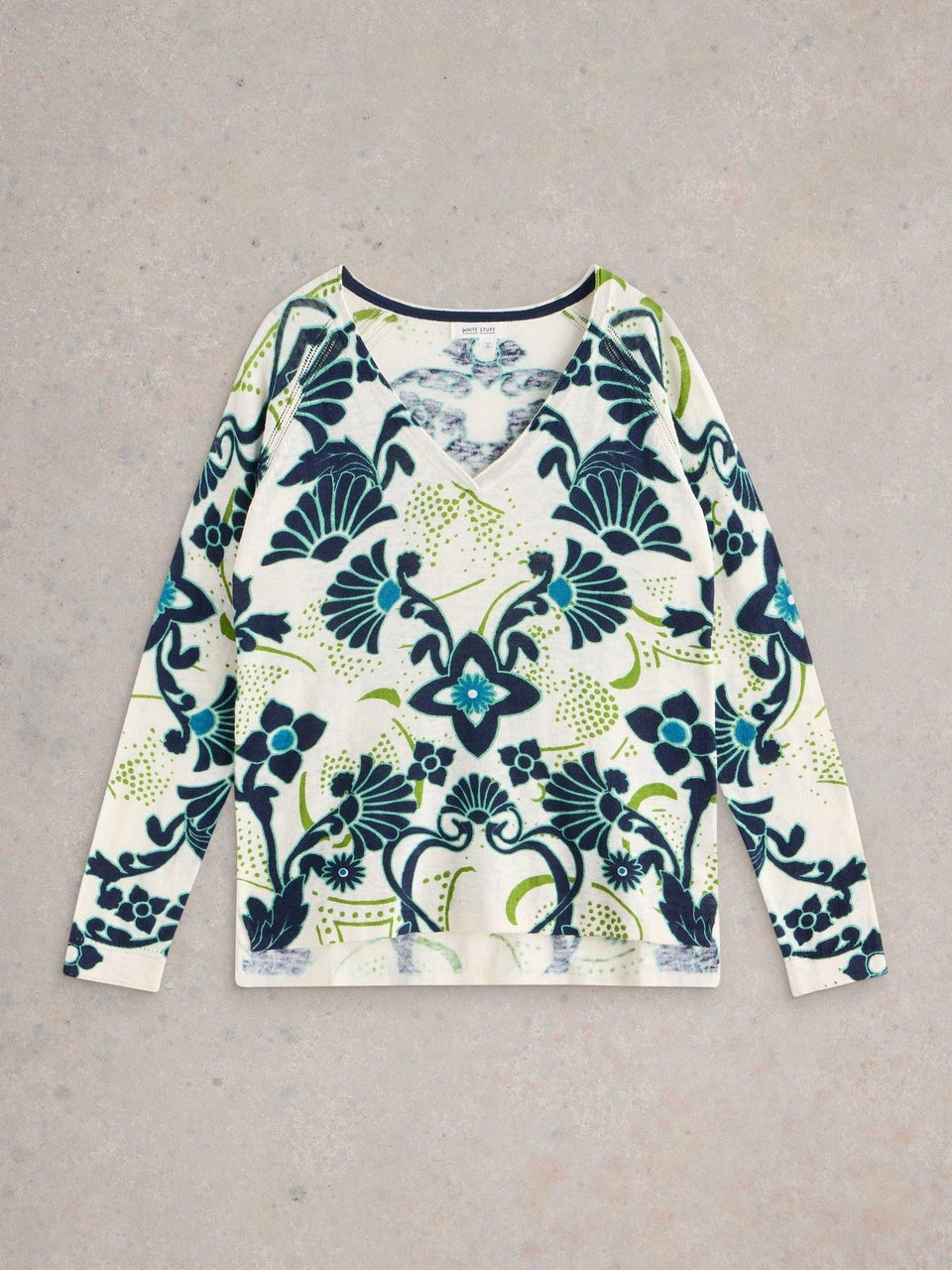 Bedruckter Pullover Naria aus Leinenmischung
