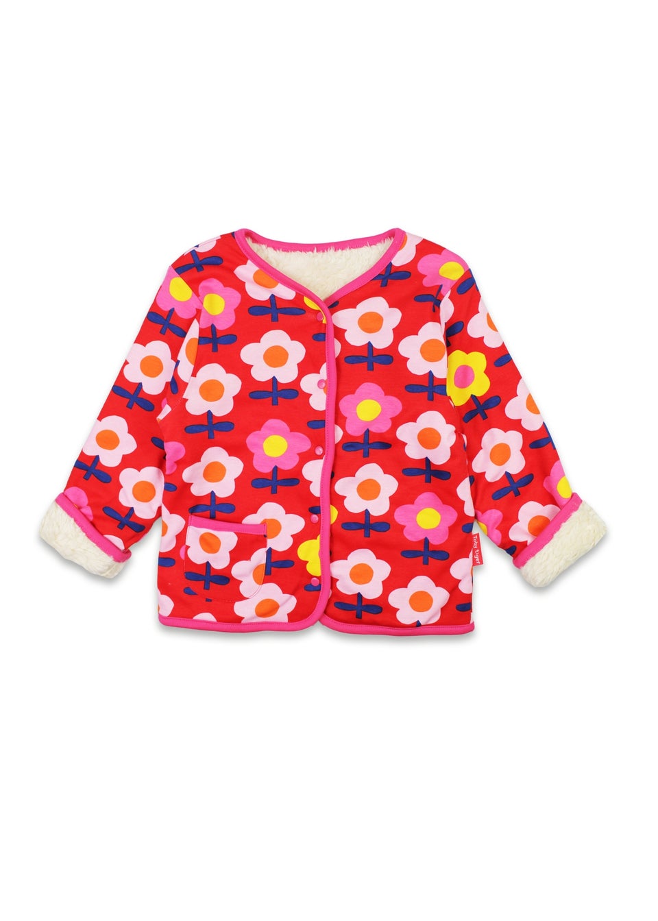 Toby Tiger Organic Pink Flower Print Reversible Jacket (12  months - 8 years)