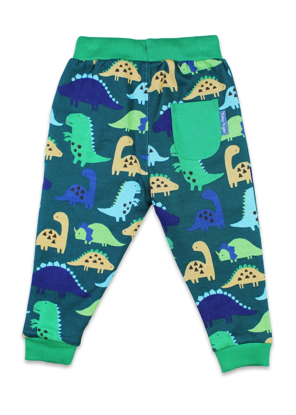 Toby Tiger Organic Green Tonal Dinosaur Print Joggers (6 months - 6 years)