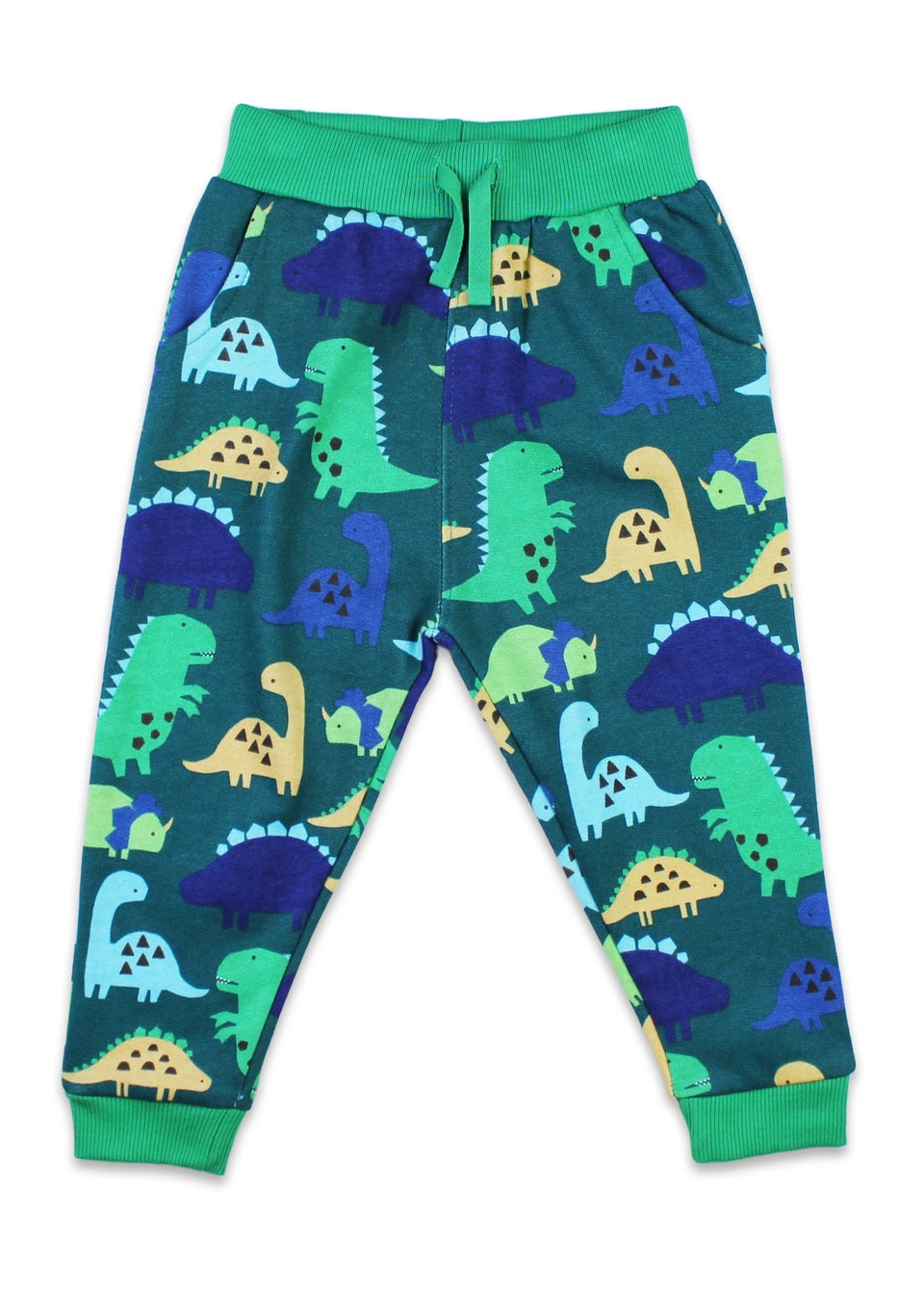 Toby Tiger Organic Green Tonal Dinosaur Print Joggers (6 months - 6 years)