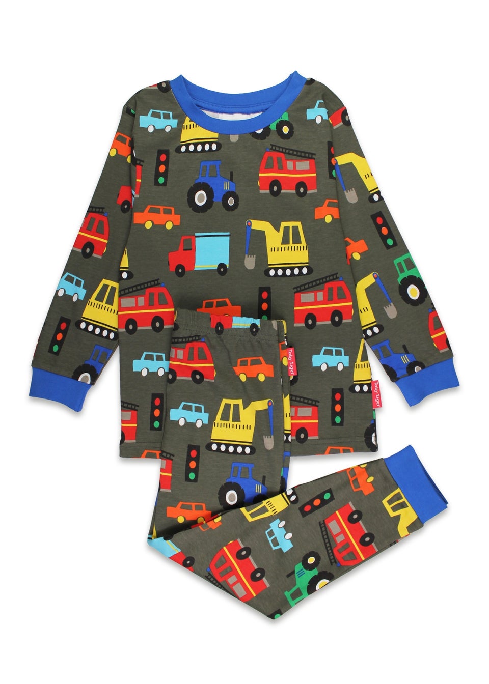 Toby Tiger Organic Multi Colour Transport Print Pyjamas (12  months - 6 years)