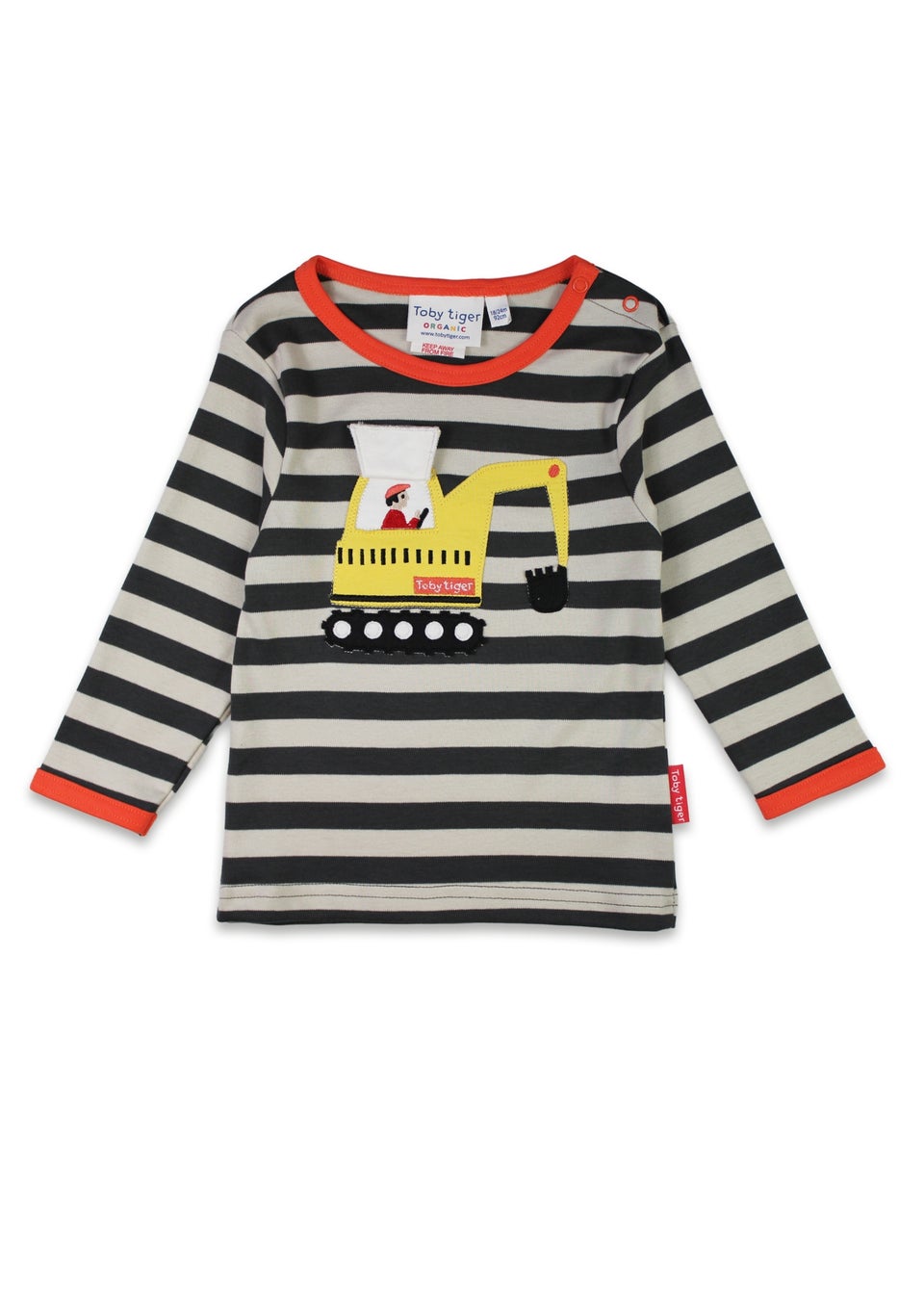 Toby Tiger Organic Blue Digger Applique Long-Sleeved T-shirt (6 months - 8 years)