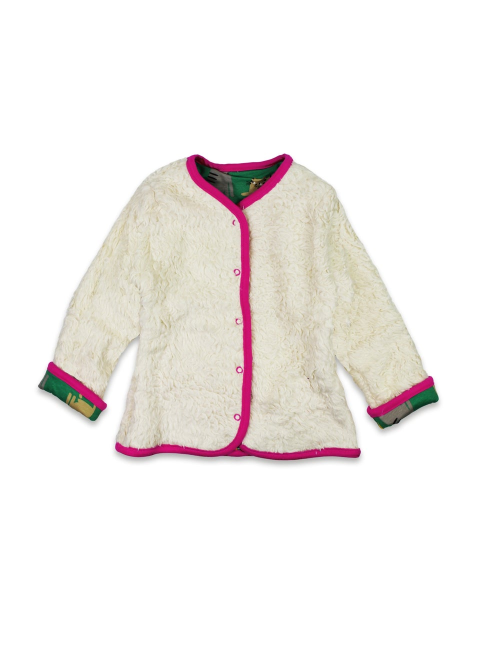 Toby Tiger Organic Green Kitten Print Reversible Jacket (12  months - 8 years)