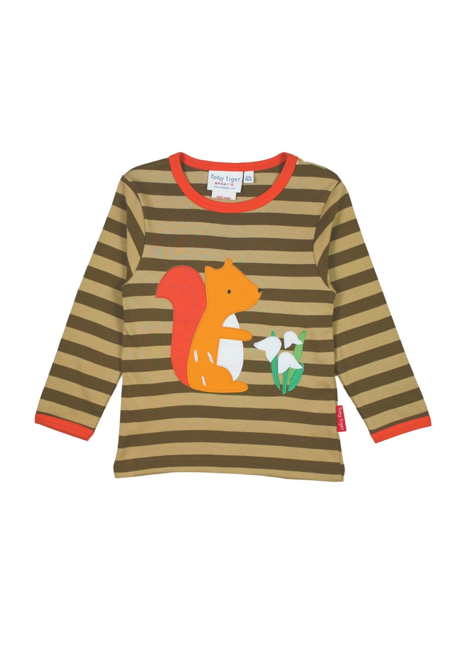 Toby Tiger Organic Orange Squirrel Applique Long-Sleeved T-Shirt (3 months - 8 years)