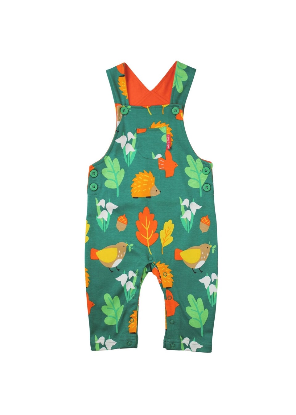 Toby Tiger Organic Green Autumn Print Dungarees (3  months - 4 years)