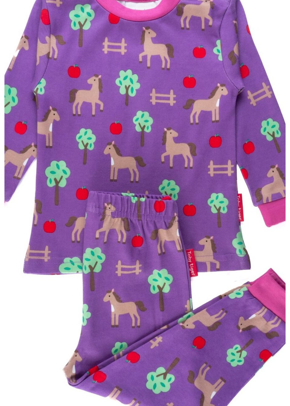 Toby Tiger Organic Purple Horse Print Pyjamas (12  months - 6 years)