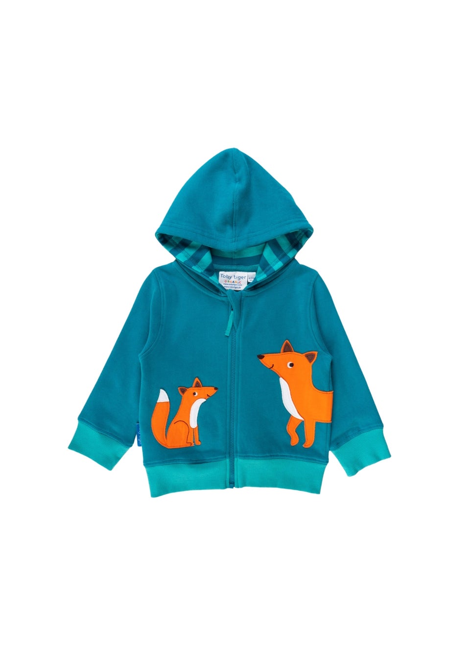 Toby Tiger Organic Green Fox Applique Hoodie (6 months - 6 years)