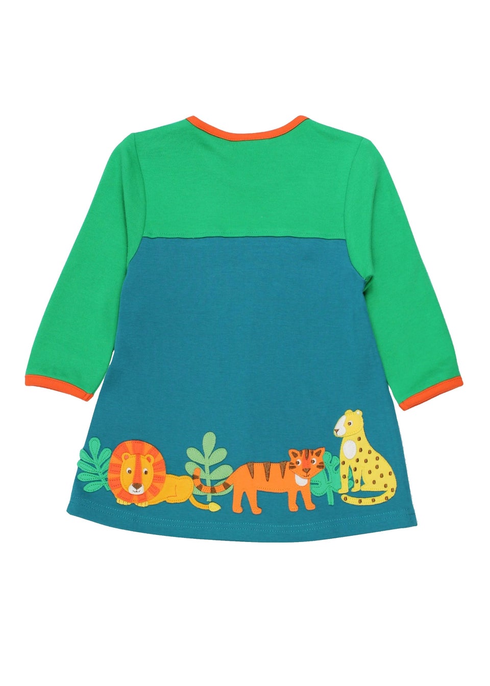 Toby Tiger Organic Green Wild Cats Applique T-Shirt Dress (6 months - 6 years)
