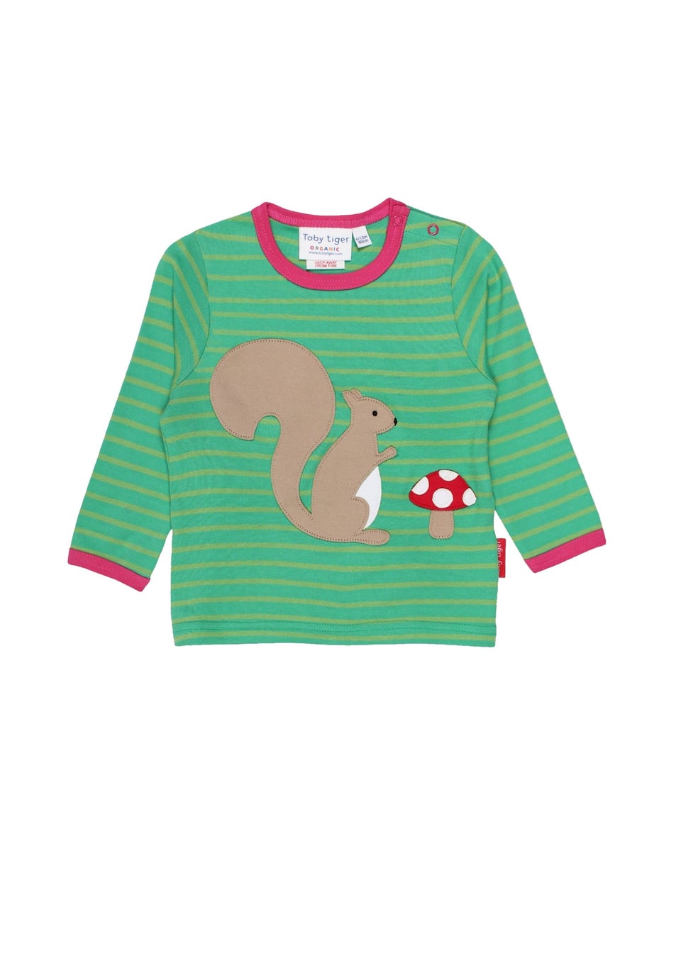 Toby Tiger Organic Green Squirrel Applique T-Shirt (3 months - 6 years)