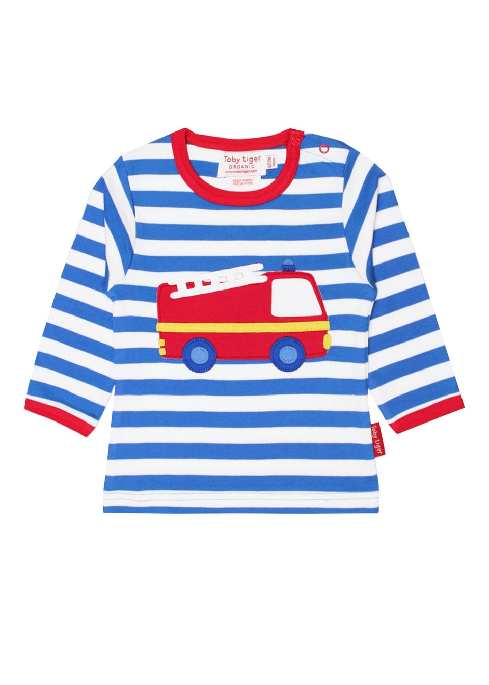 Toby Tiger Organic Blue Fire Engine Applique T-Shirt (6 months - 6 years)