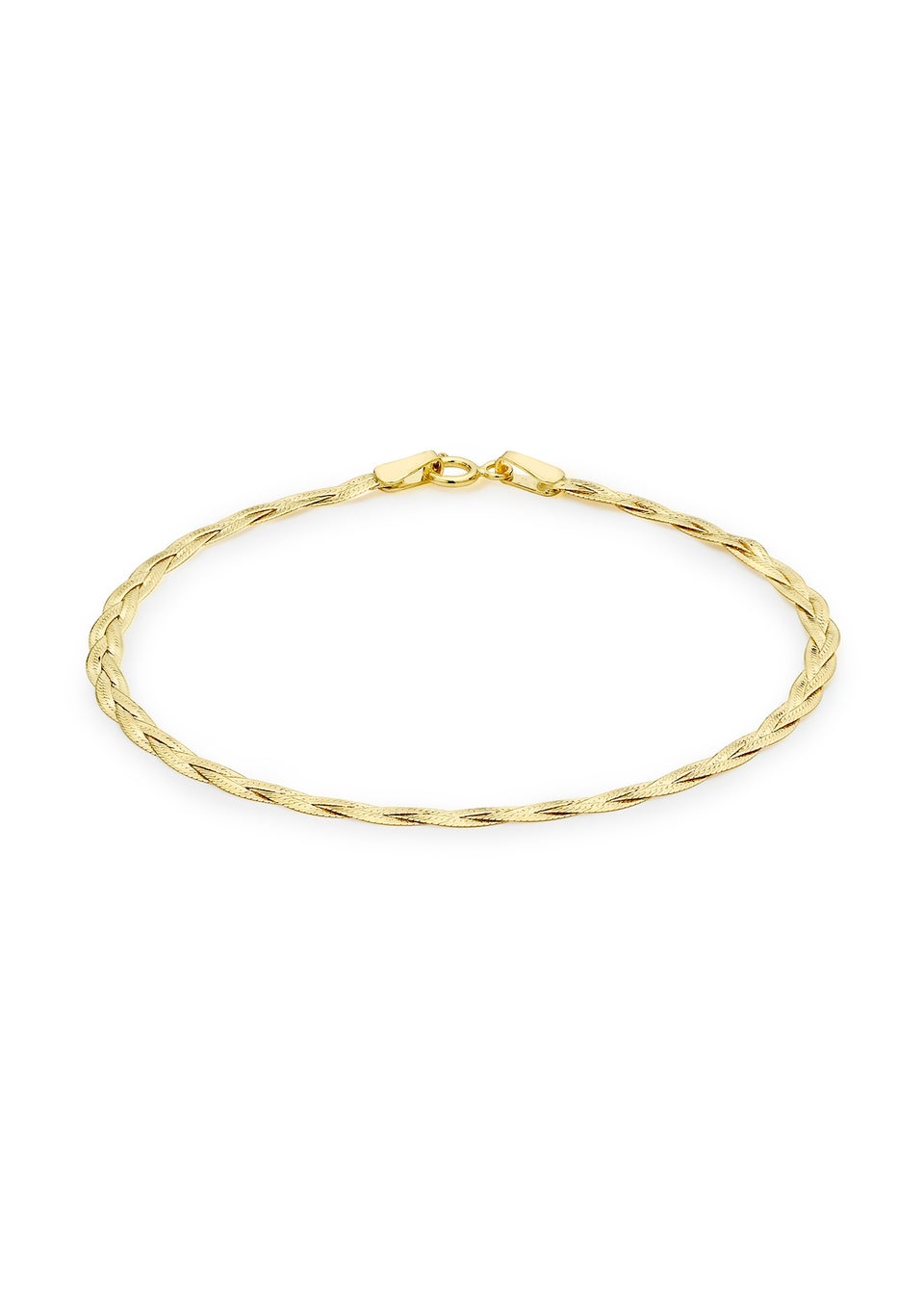 Golden Moments 9ct Yellow Gold 3Plait Fine Herringbone Bracelet