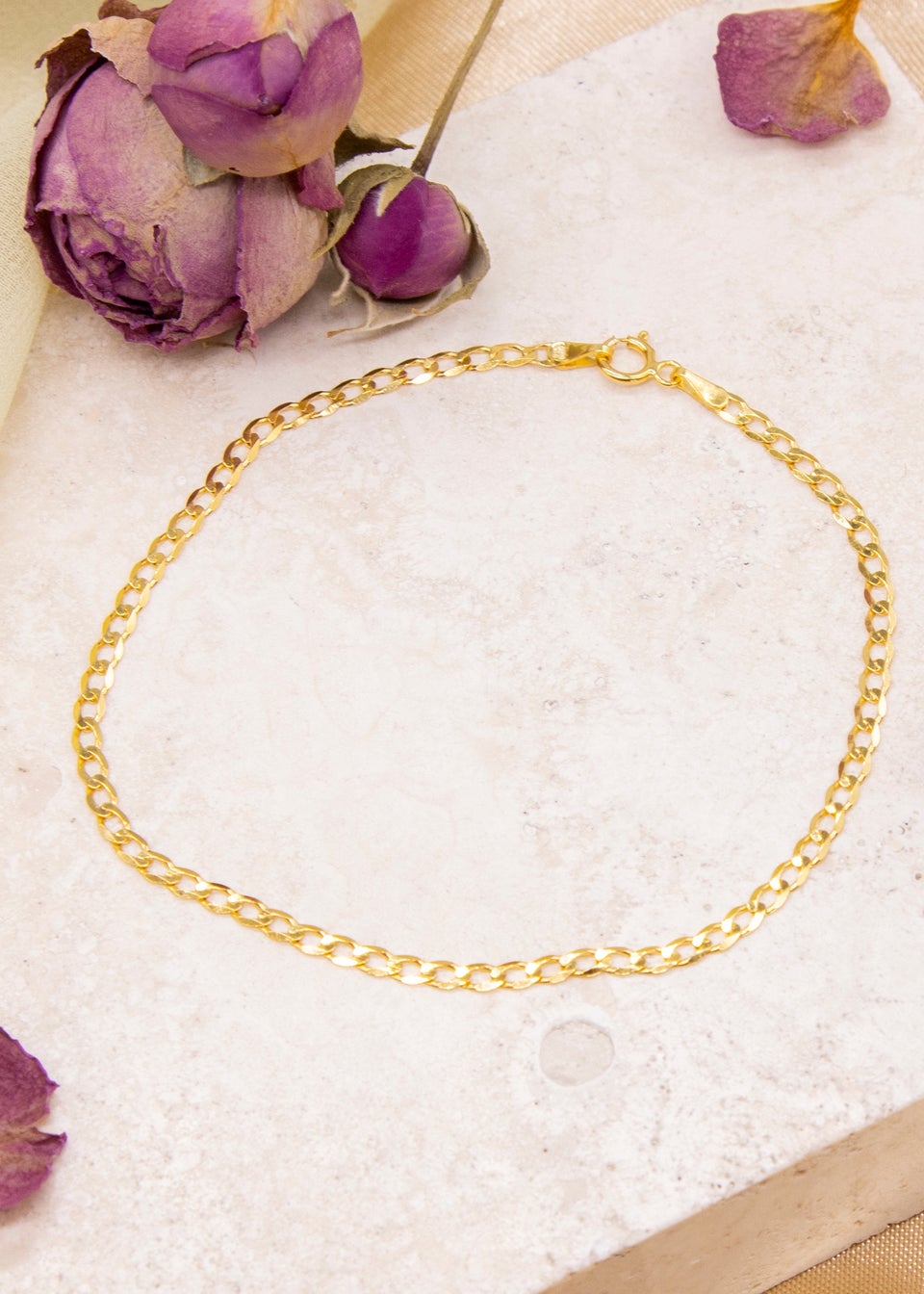 Golden Moments 9ct Yellow Gold 60 Diamond Cut Flat Curb Bracelet